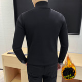 7932-P68加绒长袖T恤男士冬季新款拉链装饰纯色打底衫，男装T恤，电商B333
