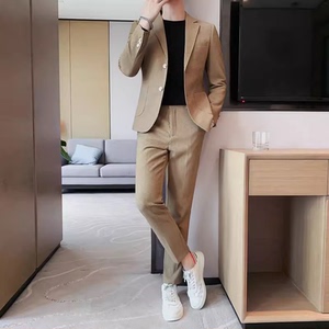 老款继续做TZ517-P210 华夫格西装两件套男士秋冬长裤休闲套装图片