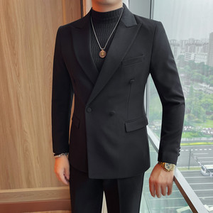 X23663-P165 男士西服新款双排扣修身弹力西装外套图片