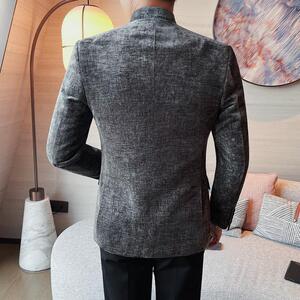 2009-P185 立领西装外套男士秋冬新款纯色商务休闲西服两粒单排扣图片