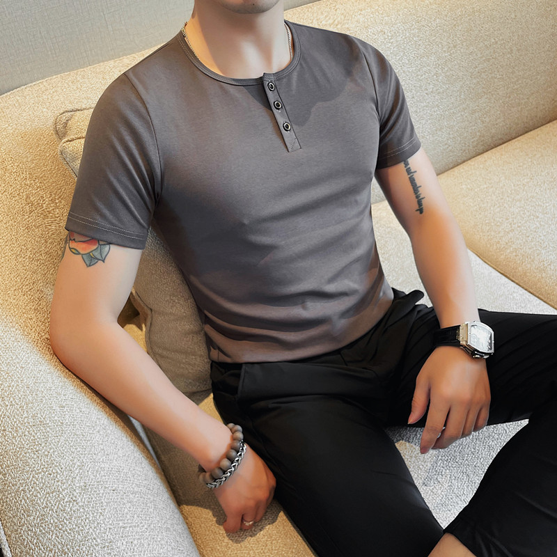 7708-特P4068圆领短袖POLO衫男士夏季新款纯色修身打底体恤,男装T恤,电商B333