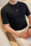 T2412-P55小中领短袖体恤男士夏季新款襄砖工艺款半袖T恤，男装T恤，电商B333