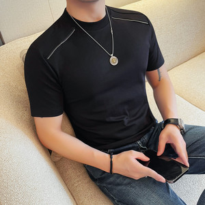 7509-P48 短袖圆领体恤男士夏季新款纯色百搭半袖T恤图片