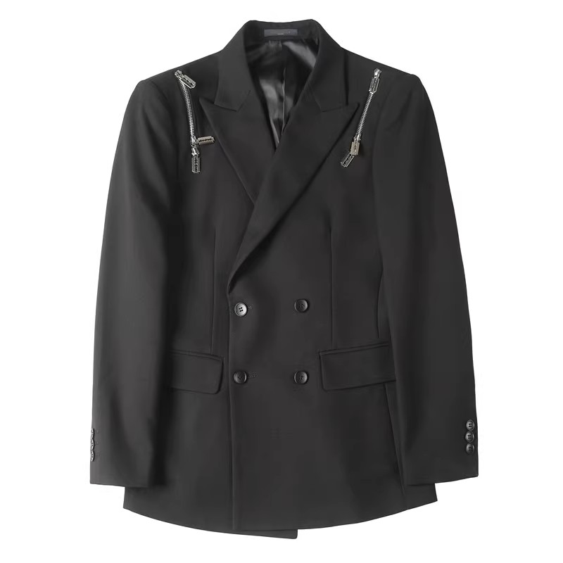 老款继续做6072-P235西装外套男士冬季新款双排扣西服黑色,男装西服套装,电商B333