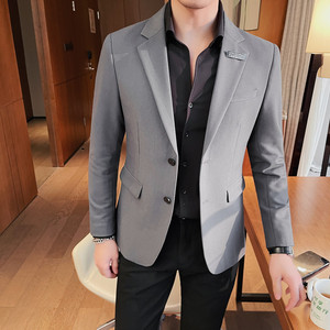 23575-P155西装外套男士单件西服上衣修身潮流帅气休闲单西单排扣图片