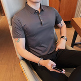 PL8068-P55男士短袖polo衫夏季修身潮流休闲半袖翻领冰丝无痕t恤，男装T恤，电商B333