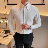 3010-P58男士长袖衬衫秋季潮流休闲帅气修身大领衬衣，男装衬衫，电商B333