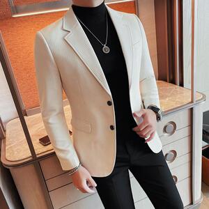23657-P158 单排扣条纹西装男士秋冬新款纯色休闲西服 单西图片