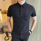 2551-P78男士短袖冰丝T恤夏季新款时尚百搭休闲翻领短袖POLO衫，男装Polo衫，电商B333