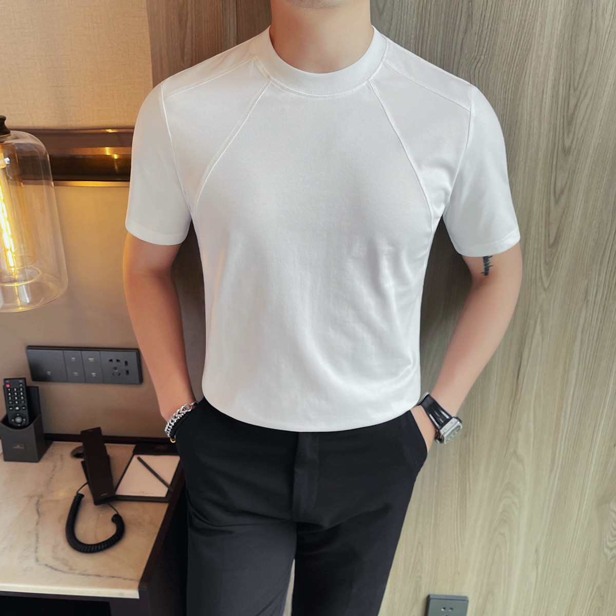 7533-P55男士短袖夏季新款时尚百搭休闲圆领短袖T恤,男装T恤,电商B333