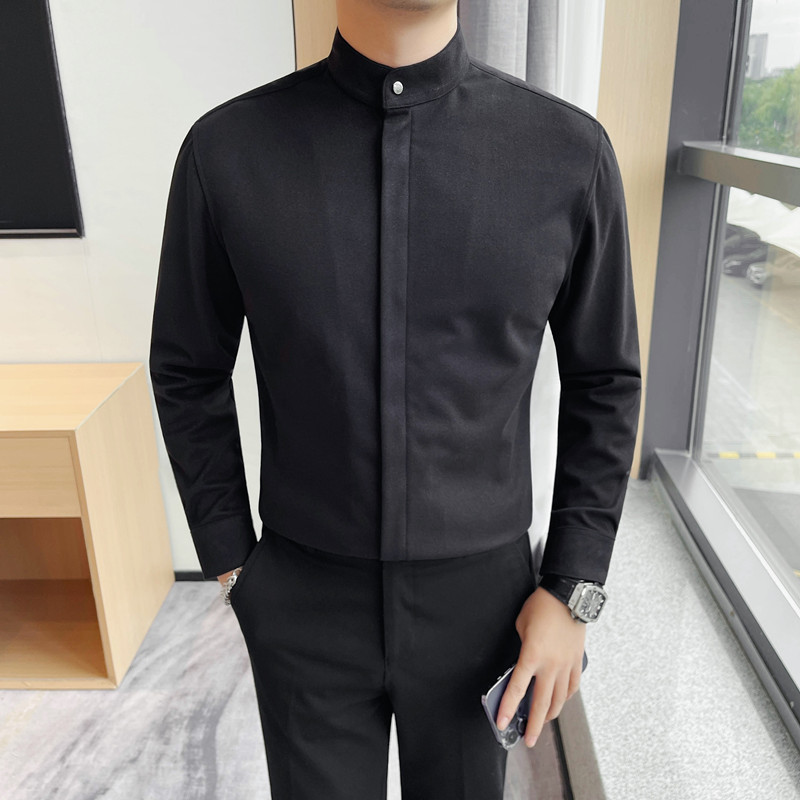 7182-P85呢子面料拉链门襟衬衫冬季男士长袖衬衣,男装衬衫,电商B333