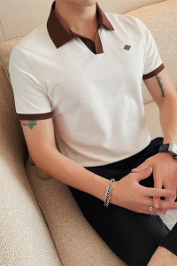 PL6049-P58 短袖POLO衫男士V领男士夏季新款商务休闲半袖翻领体恤图片