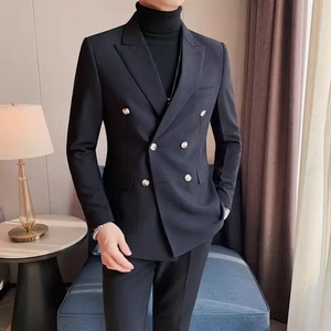 老款继续做AK76-P155双排扣纯色西装男士商务休闲单西外套西服图片