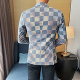 2005-P185西装外套男士西服上衣修身休闲格子小西装，男装西服套装，电商B333