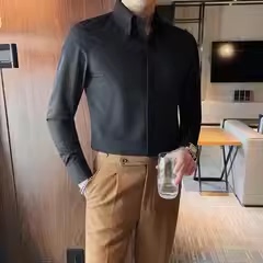 老款继续做3010-P58 白衬衫男秋冬新款商务正装 休闲百搭纯色衬衣图片