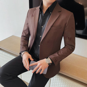 23593-P168 字母刺绣西装外套男士春季新款 修身纯色商务休闲西服,男装西服,电商B333