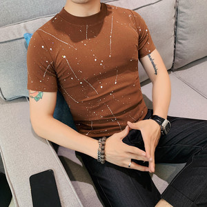 T2501-P48 68 圆领短袖体恤男士夏季新款修身黑色T恤打底衫图片