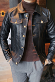 老款继续做JK107-P130秋冬男士修身皮衣型男单排扣翻领皮夹克外套，男装夹克，电商B333