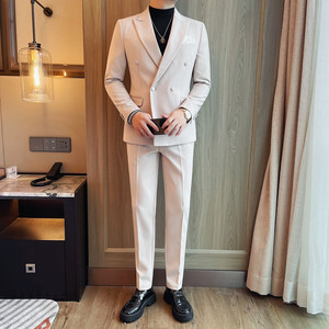 TZ23663-P250 男士西服套装新款双排扣修身商务休闲西装外套图片