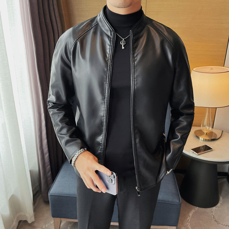 PY6805-P98秋冬皮衣男士立领皮夹克外套修身机车帅气潮流，男装皮衣，电商B333