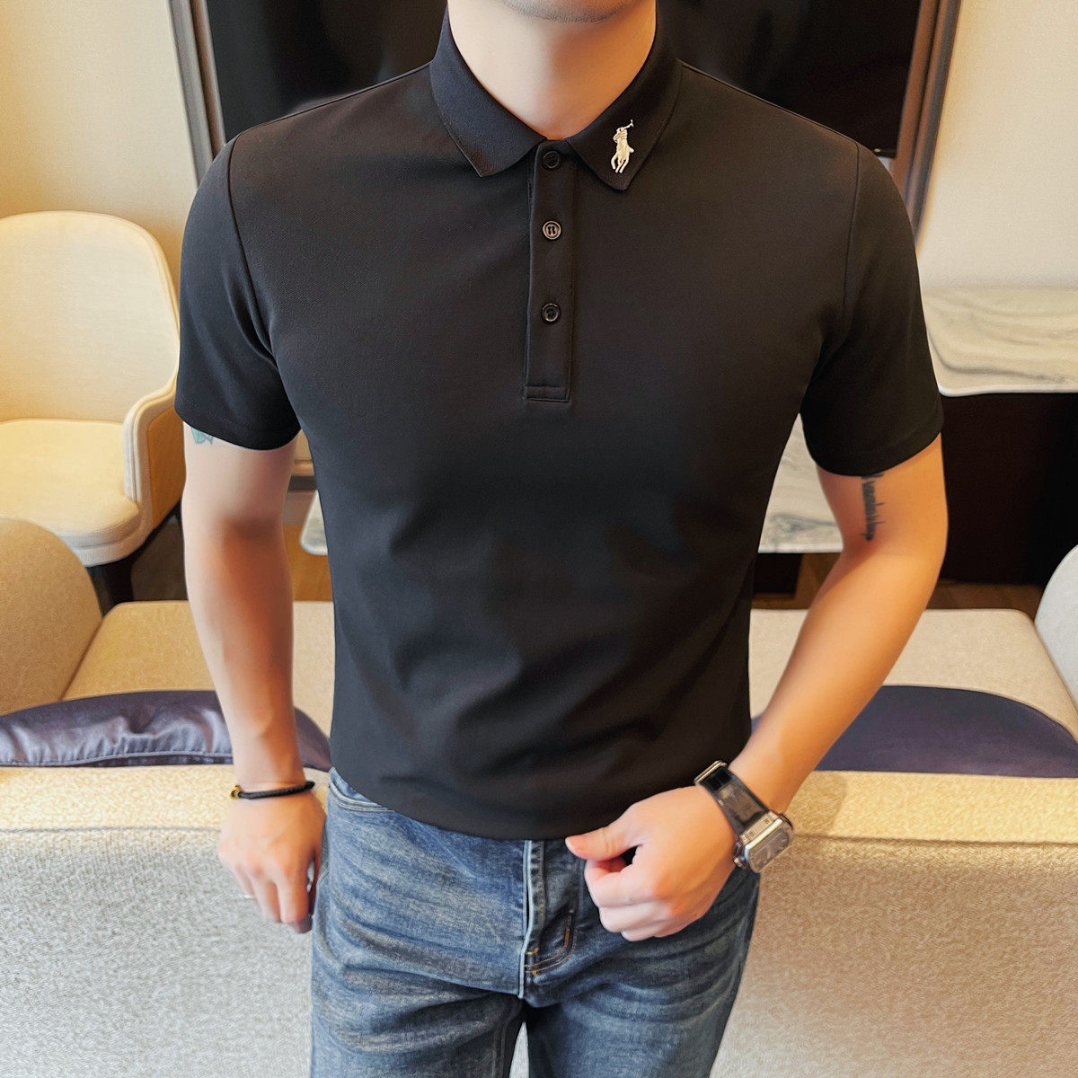 PL3613-P48男士短袖T恤夏季新款时尚百搭休闲翻领短袖POLO衫,男装Polo衫,电商B333