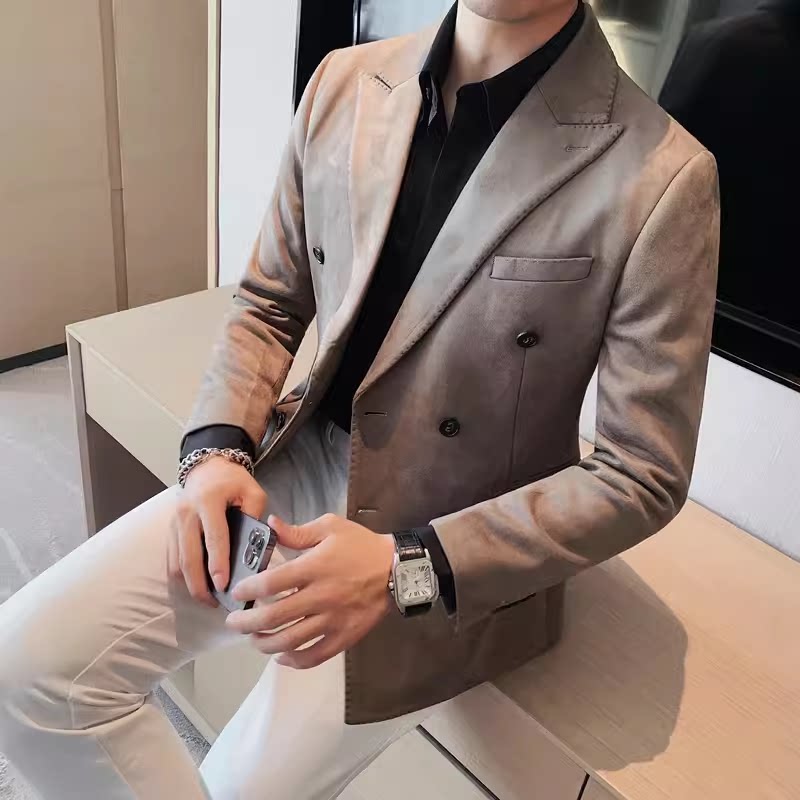 老款继续做23519-P155麂皮绒西装外套男秋冬韩版修身纯色西服,男装西服套装,电商B333