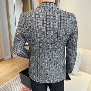 X702-P155男士新品免烫抗皱高织高密高弹提花休闲西服潮流高级感图片
