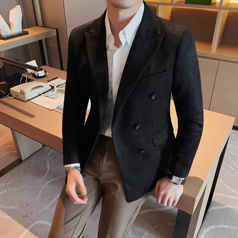 老款继续做23519-P155麂皮绒西装外套男秋冬韩版修身纯色西服,男装西服套装,电商B333