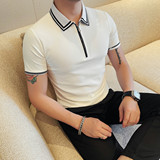 PL3602-P48短袖拉链POLO衫男士六边形蜂窝透气网眼抗皱不变形，男装Polo衫，电商B333