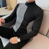 HM011-P65秋冬男士修身毛衣半高领针织衫内搭黑色紧身长袖毛衣，男装针织衫/毛衣，电商B333