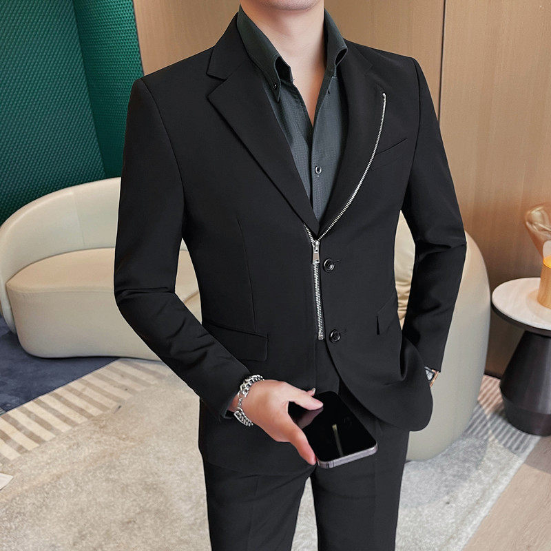 23636-P168拉链款西装外套男士春季新款修身商务休闲高级感西服,男装西服,电商B333
