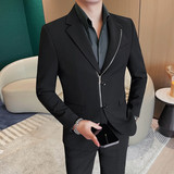 23636-P168拉链款西装外套男士春季新款修身商务休闲高级感西服，男装西服，电商B333