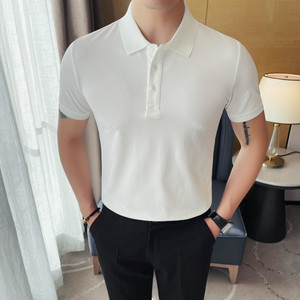 6061-P45 短袖POLO衫男士夏季新款纯色百搭半袖翻领体恤图片