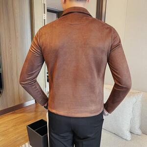 7928-P68 拉链款假两件纯色长袖POLO领潮流帅气打底衫T恤图片
