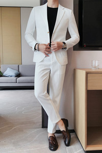 TZ517-P210 华夫格西装两件套男士秋冬长裤休闲套装 西服套装图片
