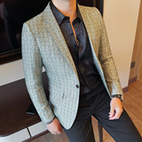 X702-P155男士新品免烫抗皱高织高密高弹提花休闲西服潮流高级感，男装西服，电商B333