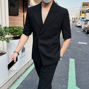 TZ5503-P220 中袖两件套西装男士夏季 九分裤西裤  白色五分袖西图片