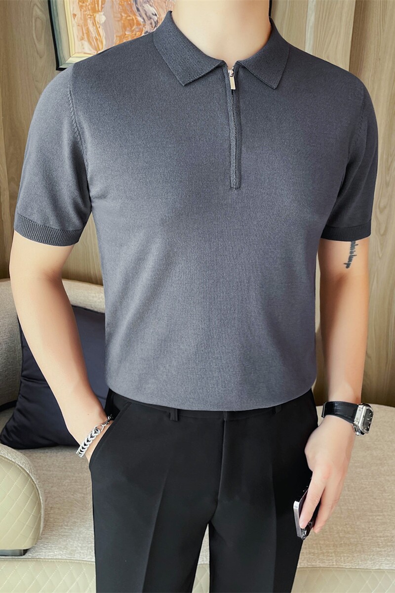 8535-P58短袖POLO衫男士春夏新款拉链翻领针织衫半袖T恤,男装T恤,电商B333