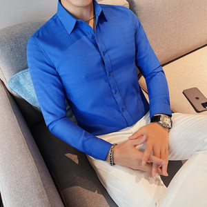 7892-P58 秋季男士长袖修身衬衫潮流休闲纯色商务衬衣，男装衬衫，电商B333