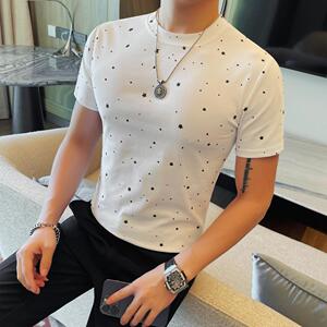 6615-P45 星星撒粉短袖体恤男士春夏新款修身百搭圆领半袖T恤图片