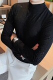 DD03-特P40秋季中领男士打底衫撒粉半高领长袖体恤，男装T恤，电商B333