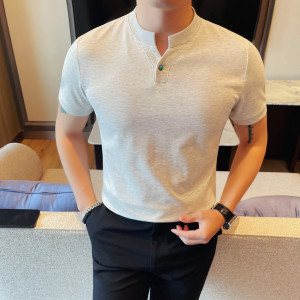 7538-P55男士短袖夏季新款时尚百搭休闲半袖T恤潮流修身短袖图片