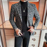 X1062-P148男士时尚百搭微弹舒适印花青年秋冬装休闲上衣西服，男装西服，电商B333