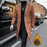 23623-P198中长款毛衣大衣男士冬季加棉加厚单排扣纯色外套，男装毛呢大衣，电商B333