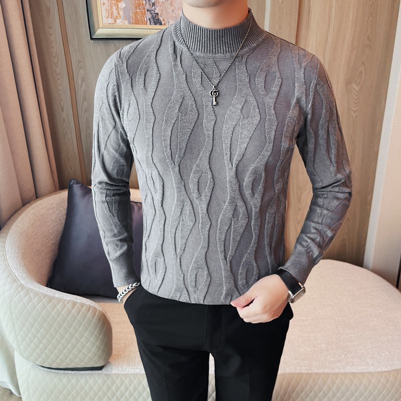 HM023-P68半高领针织衫男士秋冬新款中领线衫毛衣打底衫,男装T恤,电商B333