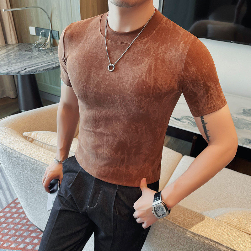 2503-P4868扎染短袖T恤男夏季新款修身圆领绿色体恤,男装T恤,电商B333