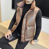23101-P183棉马甲男士秋冬新款大口袋高品质PU皮马甲，男装背心/马甲，电商B333