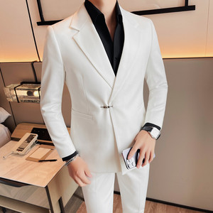 XF1032-P165 西服外套男士潮流休闲纯色帅气小西装外套白色图片