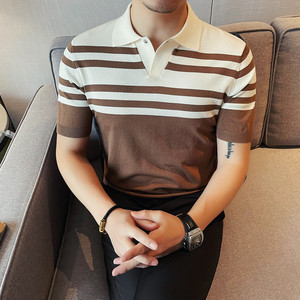 3759-P65 针织冰丝短袖POLO衫男士夏季新款翻领半袖体恤图片