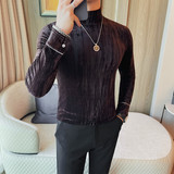 7925-P59纽扣袖口长袖体恤男士秋冬新款半高领长袖打底衫，男装T恤，电商B333